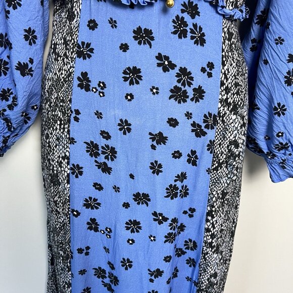 Free People Tigerlily Maxi Dress sz L Long Sleeve Milkmaid Babydoll Patchwork - Picture 4 of 7